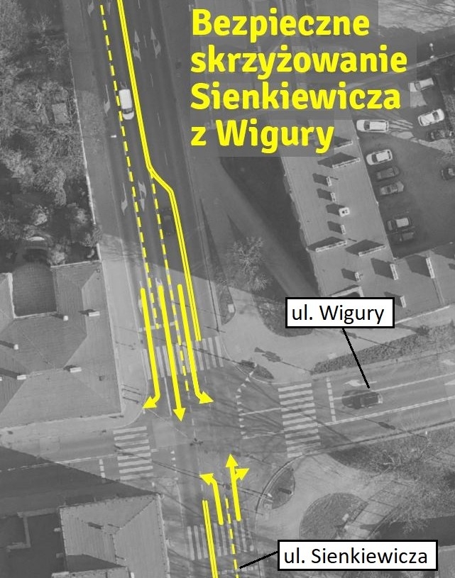Nowa organizacja ruchu na skrzyżowaniu Sienkiewicza i Wigury