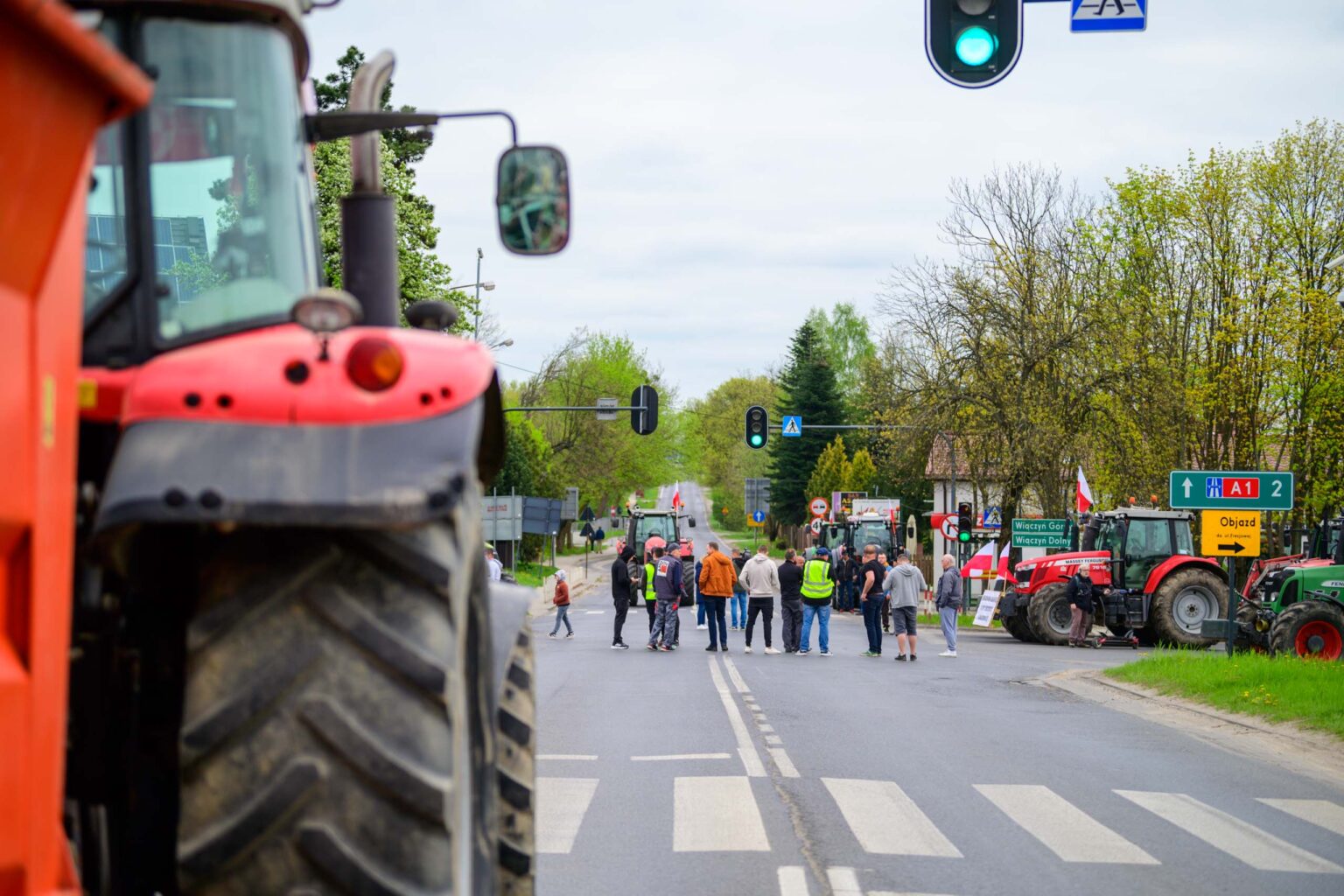 Protest rolnikow skrzyzowanie Nowosolna 34