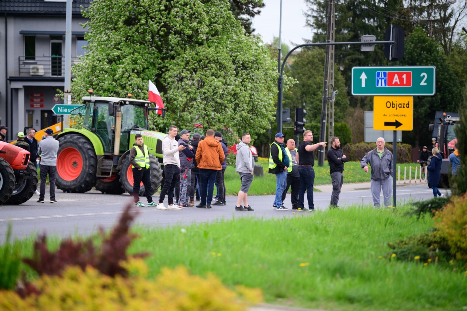 Protest rolnikow skrzyzowanie Nowosolna 36