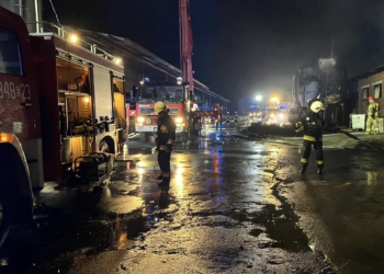 Pożar chlewni w miejscowości Żarnowica Duża