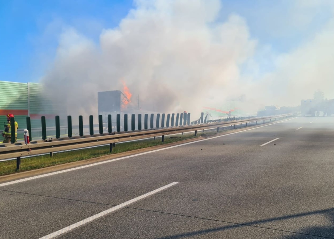 Pożar pojazdu ciężarowego na S8