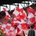 Doping kibiców w meczu Widzew Łódź - Lech Poznań