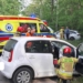 Zderzenie dwóch aut w miejscowości Poręby. Dwie osoby ranne, w tym dziecko 6 Wypadek w miejscowości Poręby