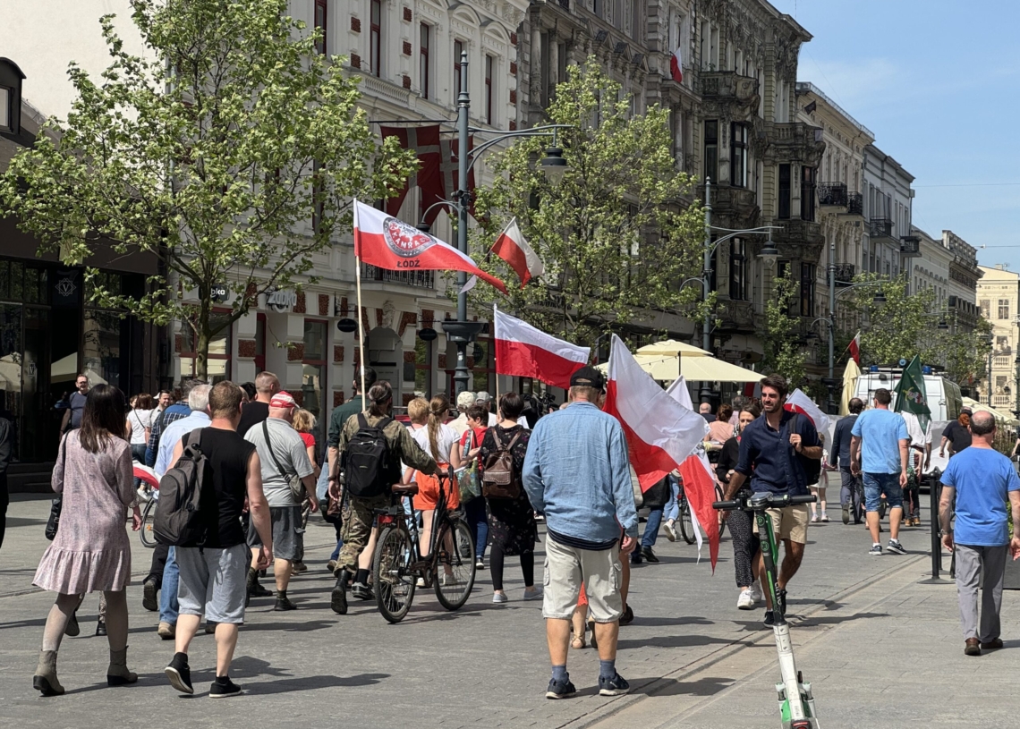 Przeciwnicy Unii Europejskiej maszerowali po ulicy Piotrkowskiej