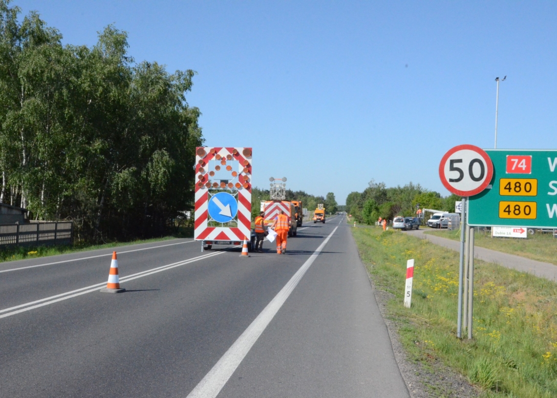 Prace na DK74j w Grudnej