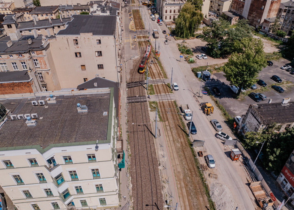 Drugie tymczasowe torowisko na al. Kościuszki. Na pierwszym kilka tygodni temu pojawiły się spękania i wykoleił się tramwaj 1 Tymczasowe torowisko na al. Kościuszki