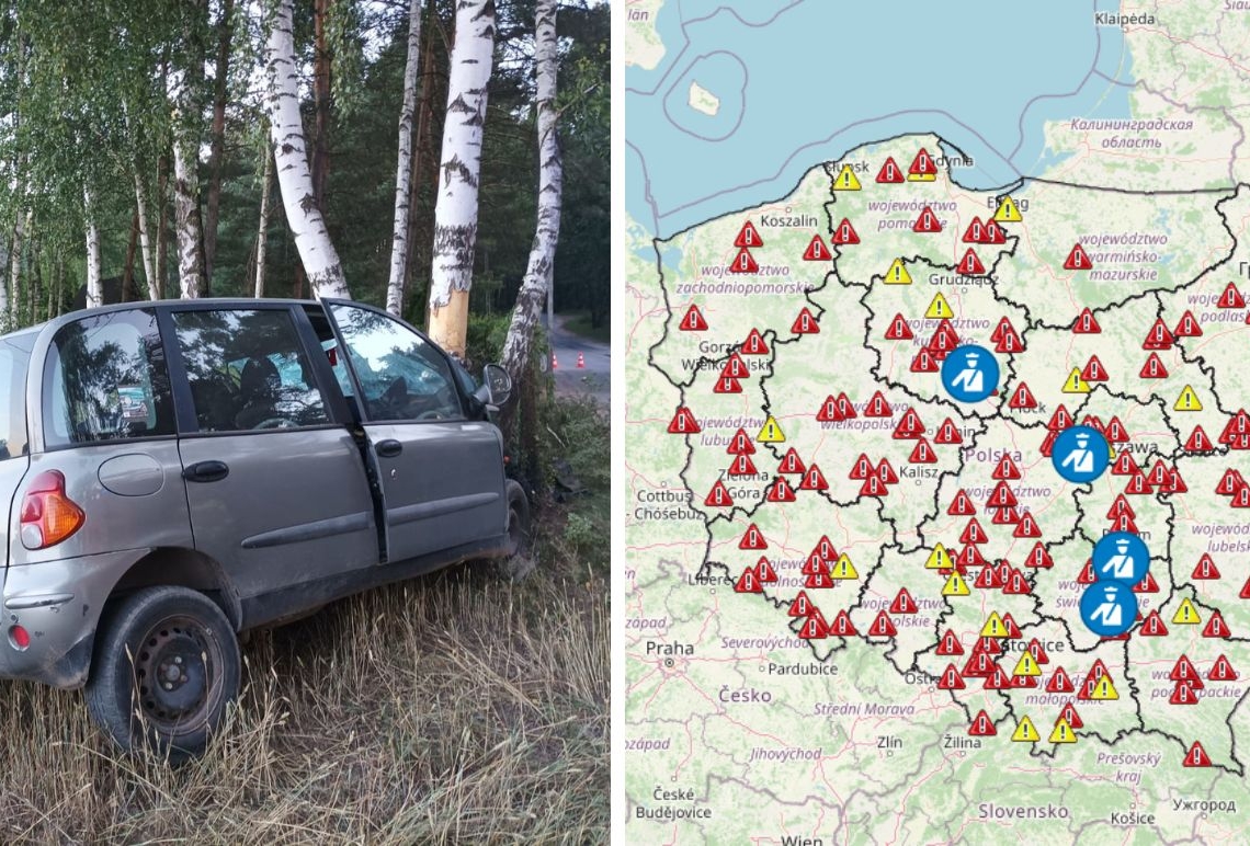 Wypadki w Łódzkiem. Policja ostrzega i publikuje mapę śmiertelnych zdarzeń 1 Wypadki w Łódzkiem