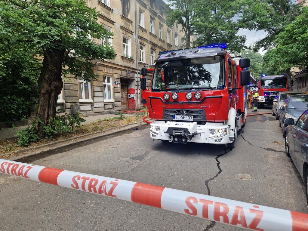 Pożar na Miedzianej w Łodzi