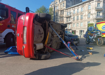 Wypadek w łódzkim Śródmieściu