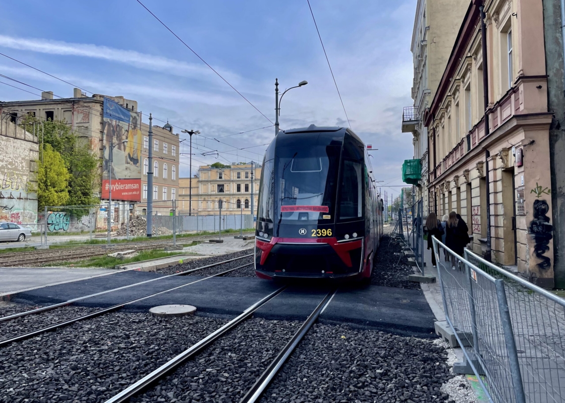 Tymczasowe torowisko na al. Kościuszki I 2024-07-02