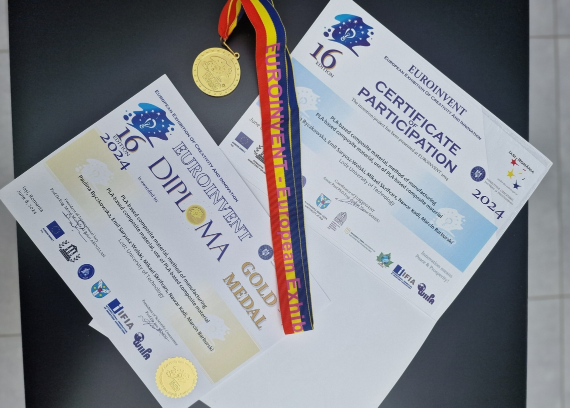 Złoty Medal za innowacyjny projekt Politechniki Łódzkiej 1 Złoty Medal za innowacyjny projekt Politechniki Łódzkiej