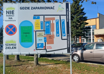 Apel Powiatowego Centrum Sportu w Bełchatowie o nieparkowanie na trawnikach