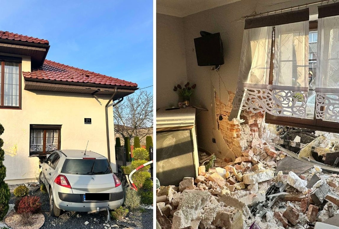 Wjechała w dom. Jedna z mieszkanek trafiła do szpitala [ZDJĘCIA]