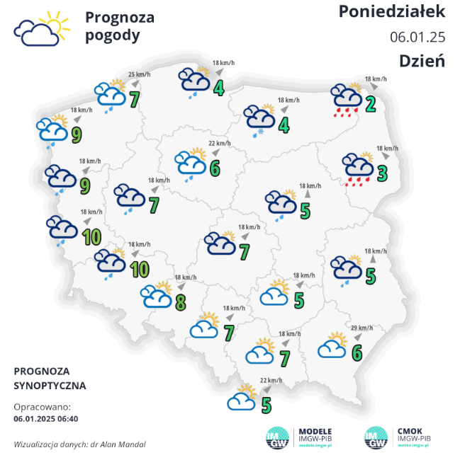 Pogoda na poniedziałek. Nadchodzi odwilż 2 Pogoda na poniedziałek. Nadchodzi odwilż