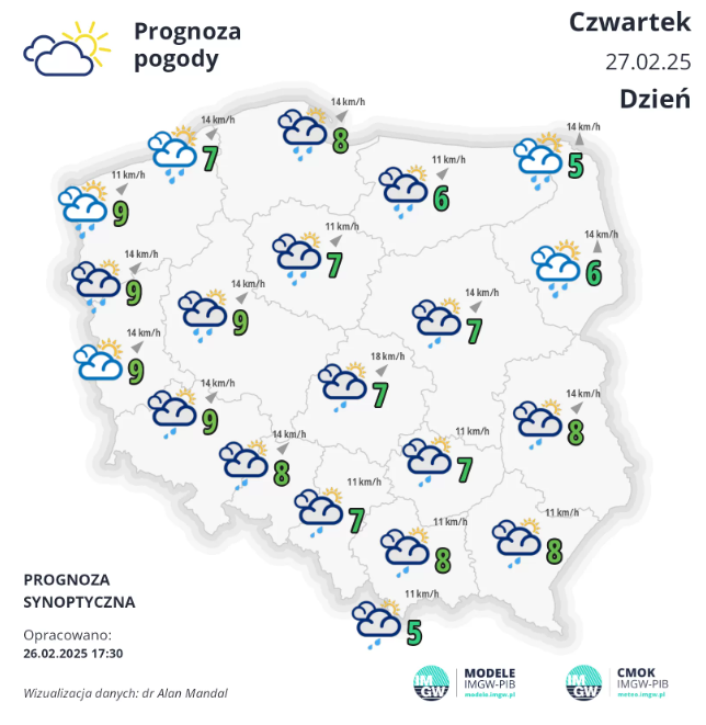 Pogoda na czwartek. Przelotne opady deszczu i wiosenna temperatura 2 pogoda na czwartek