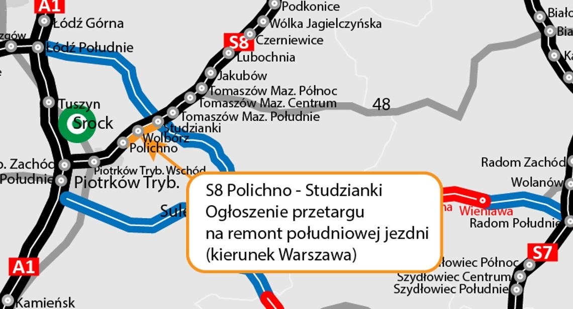Będzie remont S8 między Polichnem a Studziankami 1 Będzie remont S8 między Polichnem a Studziankami