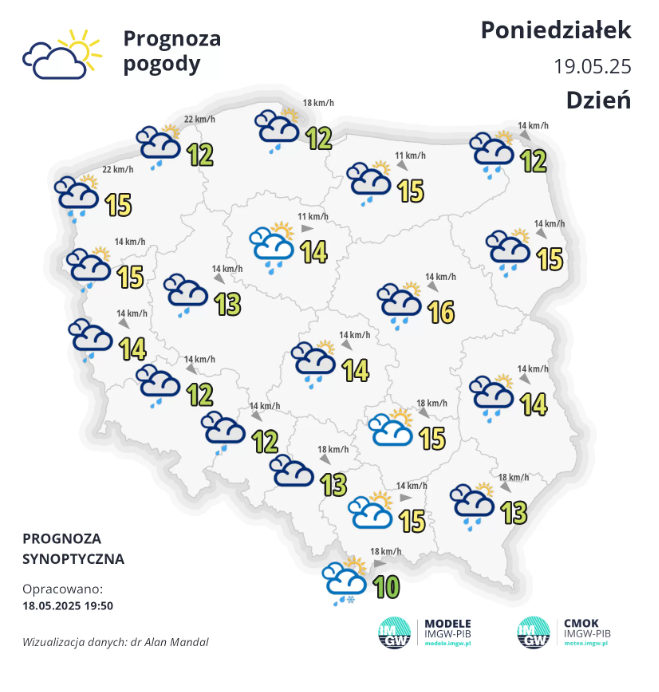 Pogoda na poniedziałek. W Łódzkiem może popadać 2 23asad