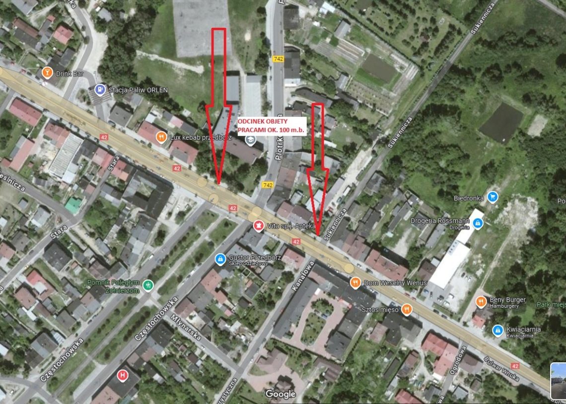 Remont DK42 w Przedborzu. "Zostanie wyregulowana armatura i nawierzchnia" 1 Remont DK42 w Przedborzu. "Zostanie wyregulowana armatura i nawierzchnia"