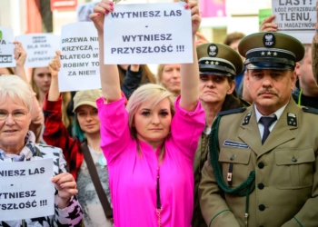 Pikieta przed Urzędem Miasta Łodzi. Ekolodzy protestują w obronie lasu na Lublinku