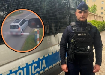 Chwile grozy na torach w Radomsku, kobieta wjechała na zamknięty przejazd. Uratował ją policjant [WIDEO]