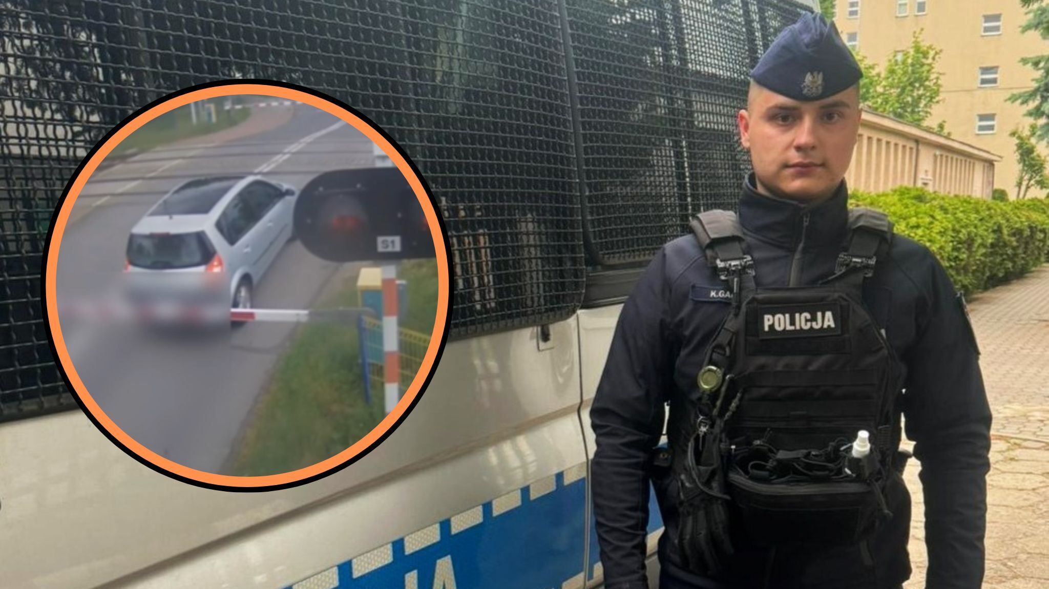 Chwile grozy na torach w Radomsku, kobieta wjechała na zamknięty przejazd. Uratował ją policjant [WIDEO]