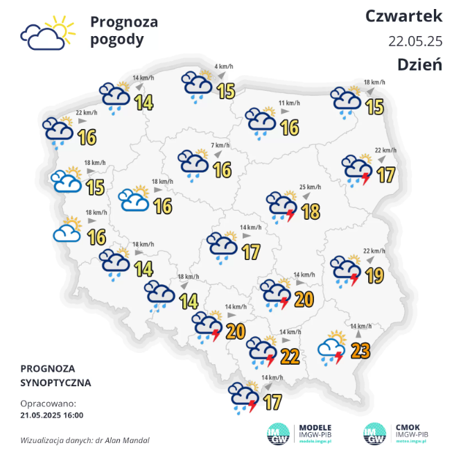 Pogoda na czwartek. Znowu może popadać 2 Pogoda na czwartek. Znowu może popadać