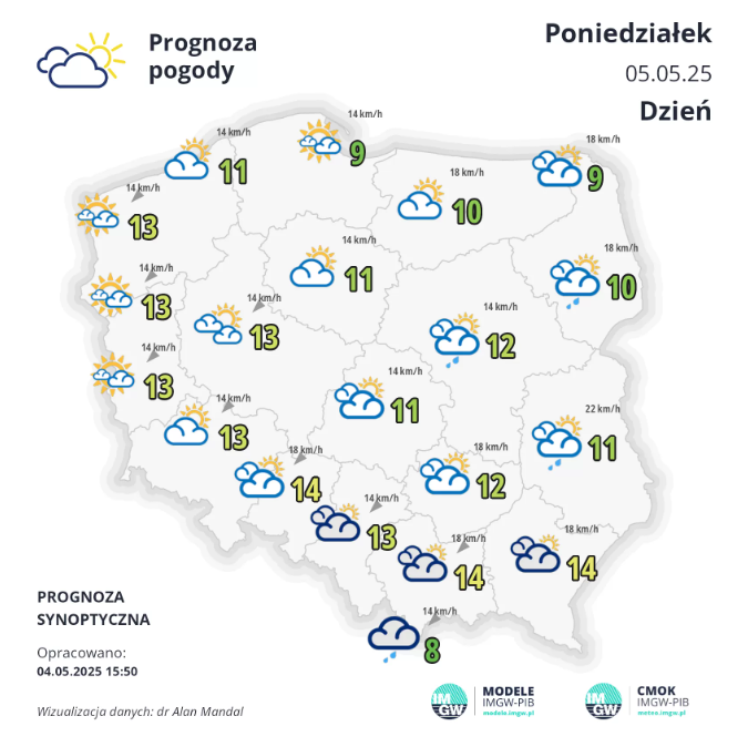 Pogoda na poniedziałek. Niezbyt ciepło, ale bez deszczu 2 pogodaa123