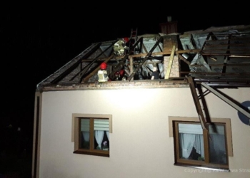 Trudna noc w Łódzkiem: połamane drzewa, uszkodzone dachy, podtopienia. Strażacy interweniowali aż 52 razy