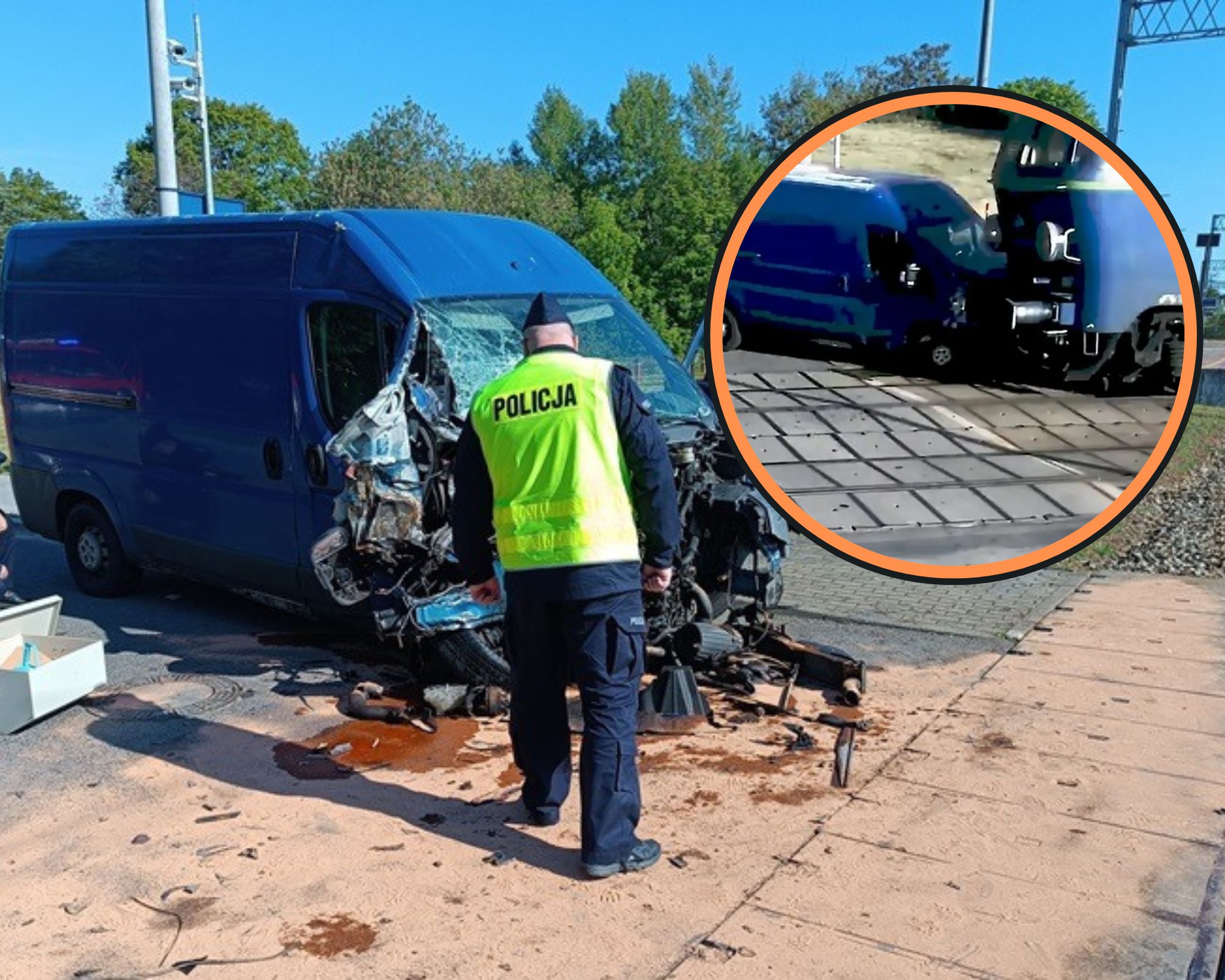 Groźny wypadek na przejeździe kolejowym w Przyłęku Dużym. Kierowca busa wjechał przed lokomotywę