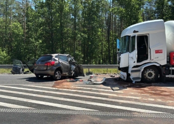 Śmiertelny wypadek na DK74. Zderzenie samochodu osobowego z ciężarówką