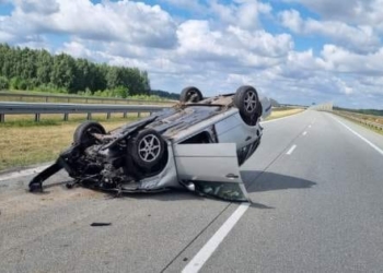 Wypadek na S8. Dachowanie skody