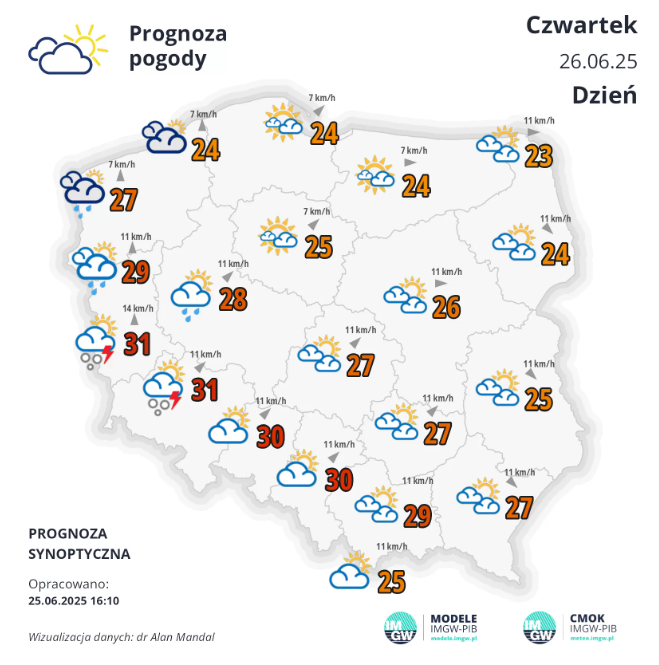 Pogoda na czwartek. Bardzo ciepło, ale wietrznie 1 Pogoda na czwartek. Bardzo ciepło, ale wietrznie