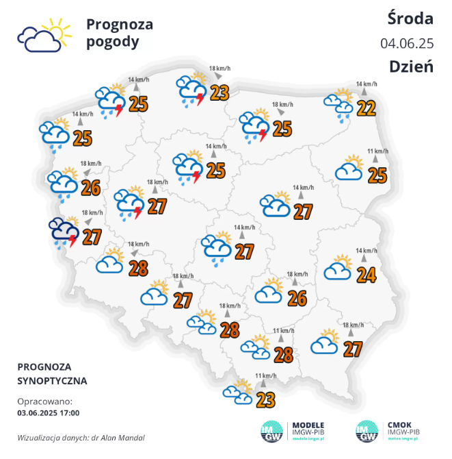 Pogoda na środę. Ciepło, słońce, chmury i deszcz 2 Pogoda na środę. Ciepło, słońce, chmury i deszcz
