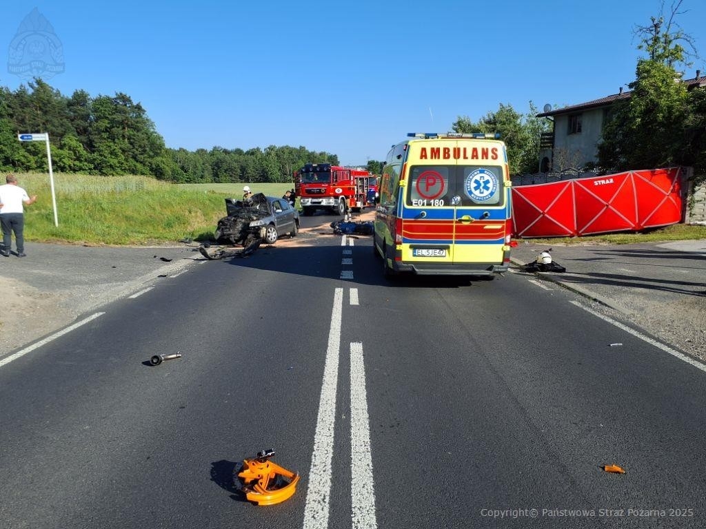 Śmiertelny wypadek w powiecie radomszczańskim, fot. KP PSP Radomsko