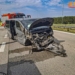 Wypadek na A1 w kierunku Katowic. Bus wypadł z drogi i uderzył w bariery