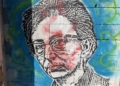 Akt wandalizmu na łódzkich Bałutach. Ktoś zniszczył mural Haliny Elczewskiej 5 Akt wandalizmu na łódzkich Bałutach. Ktoś zniszczył mural Haliny Elczewskiej