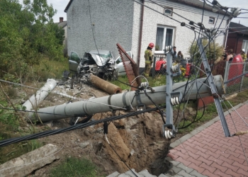 Śmiertelny wypadek w Bobrownikach. Mężczyzna wjechał w słup energetyczny