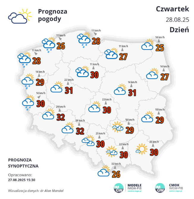 Pogoda na czwartek | Coraz cieplej, będzie upał 1 Pogoda na czwartek | Coraz cieplej, będzie upał