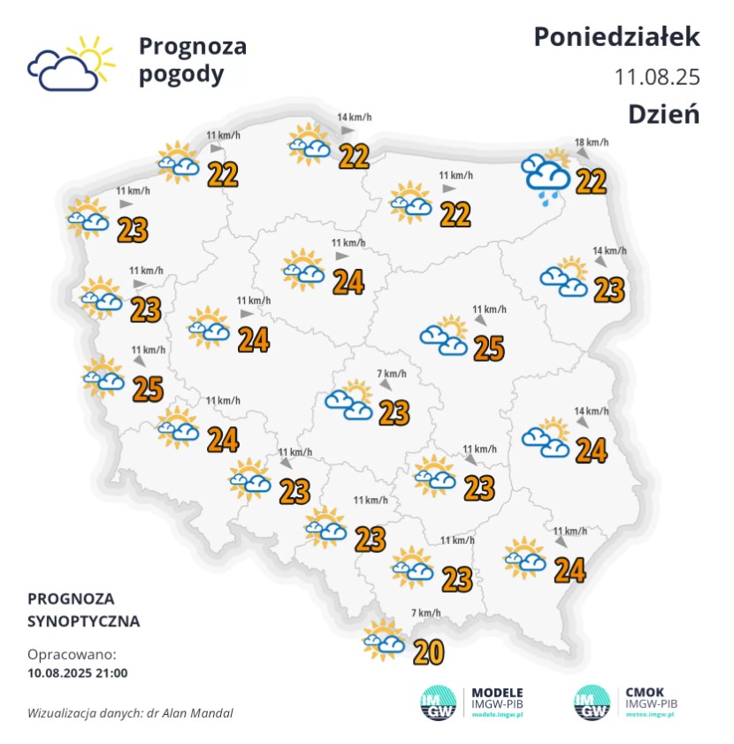 Pogoda na poniedziałek. Słoneczny początek upalnego tygodnia 2 Pogoda na poniedziałek