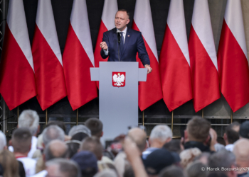 Karol Nawrocki odwiedził Wieluń. Prezydent wspominał m.in. o reparacjach wojennych, fot. Damian Grosicki