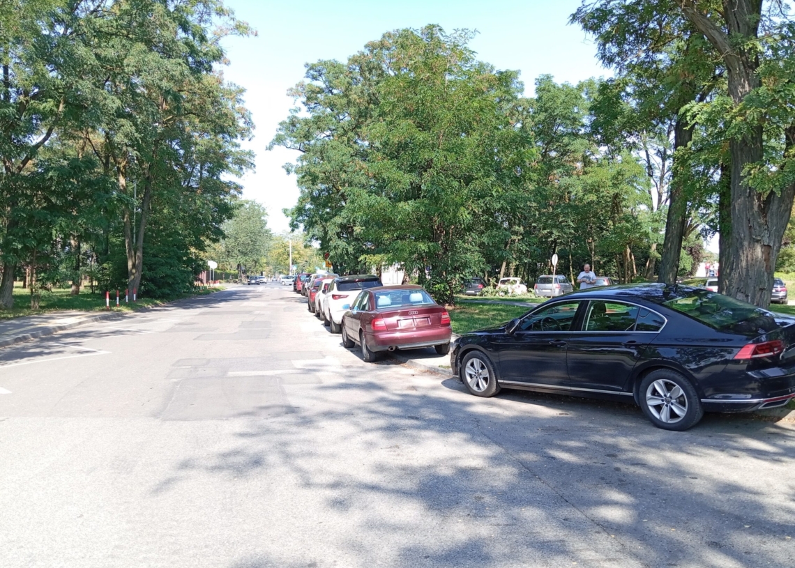Pabianice: problem z parkowaniem przy PCM. Pacjenci zmuszeni do stawiania aut na łąkach i dzikich parkingach