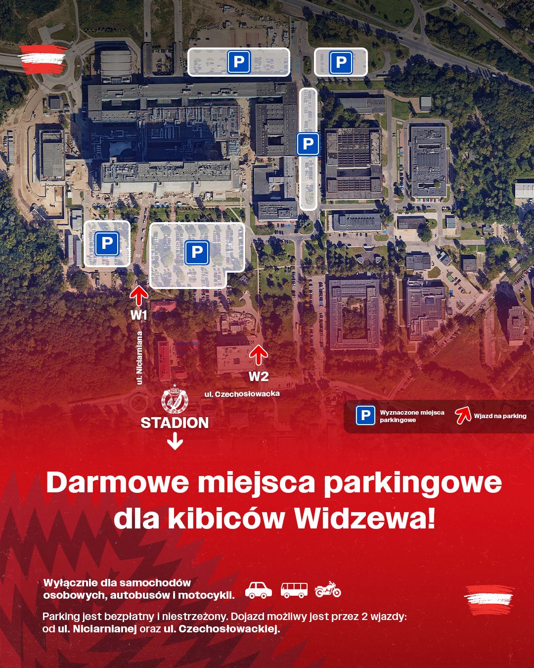 Kibice Widzewa nie zaparkują obok stadionu! Klub proponuje inne miejsce 1 Problem kibiców Widzewa. Parking obok stadionu zamknięty