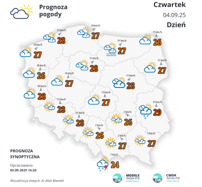 Pogoda na czwartek. Wysoka temperatura i wieczorna mgła 2 Pogoda na czwartek
