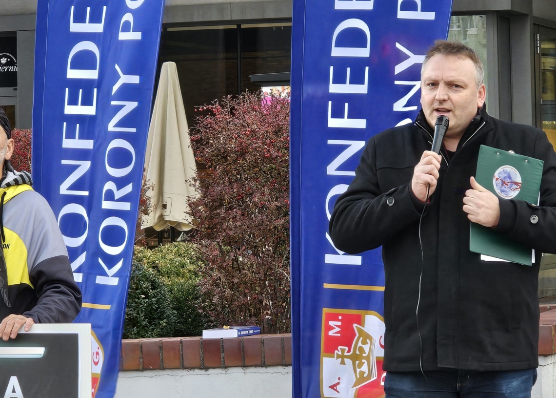 Konfederacja Korony Polskiej przeciw ludobójtswu w Gazie. Pikieta w Piotrkowie Trybunalskim