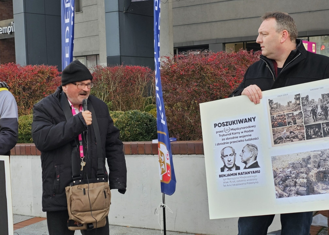 Konfederacja Korony Polskiej przeciw ludobójtswu w Gazie. Pikieta w Piotrkowie Trybunalskim