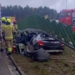 Groźny wypadek na S14. Samochód wjechał w bariery energochłonne