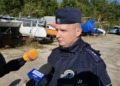 Ćwiczenia policyjnych psów służbowych nad Zalewem Sulejowskim