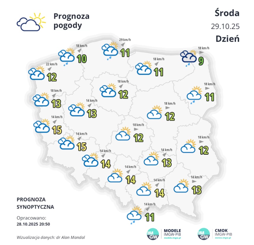 Pogoda na środę. Mało deszczu, ale i mało słońca 1 help