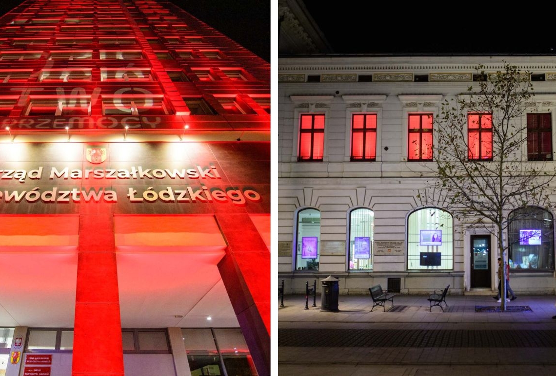 W całej Polsce budynki rozbłysły na czerwono, fot. S. Szwajkowski