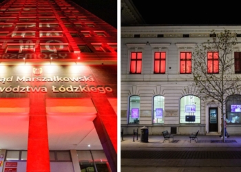 W całej Polsce budynki rozbłysły na czerwono, fot. S. Szwajkowski